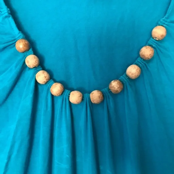 GRACE ELEMENTS TURQUOISE SCOOP NECK SLEEVELESS TOP - Picture 3 of 5